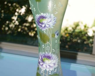Art Nouveau antique satin glass vases-c1920 x 2