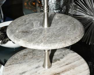 Marble two tier dessert tray