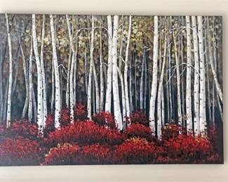 Red Birch Trees Canvas Art