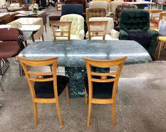 Slate Top and Base Table with 6 Chairs (2 additional Chairs not pictured need upholstery)