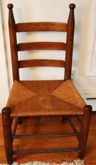 204 - Vintage rush seat chair, 35 x 16 x 19
