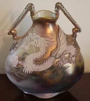 231 - Nippon Moriage Dragon vase, 7"
