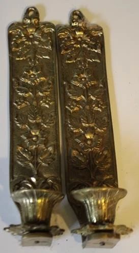 41 - Pair brass wall sconces, 10"
