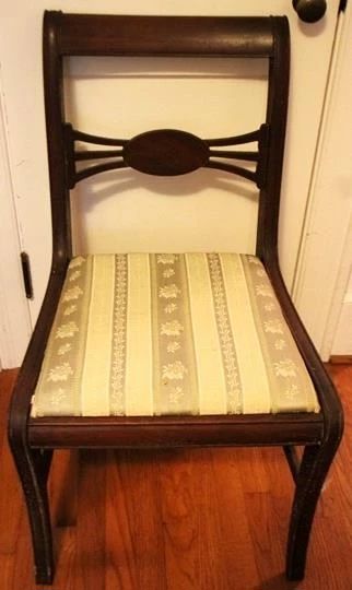 176 - Mahogany bowtie back chair, 35 x 20 x 18
