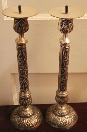 117 - Pair 14" silver plate candlesticks
