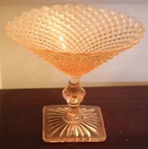 118 - Pink Miss America depression glass compote 5" tall
