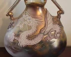 231 - Nippon Moriage Dragon vase, 7"
