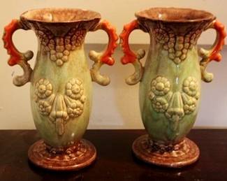125 - Pair vintage ceramic 7" vases
