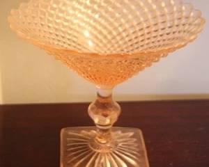 118 - Pink Miss America depression glass compote 5" tall
