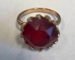 245 - 10K Gold electroplate size 8 gemstone ring
