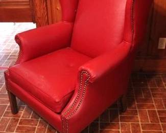 9 - Vintage wingback chair, nailhead trim 39 x 30 x 20.5
