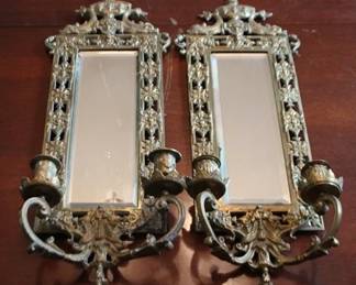 236 - Pair brass mirrored wall sconces 23 x 9
