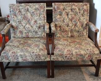 222 - Pair Tufted back arm chairs, 39 x 29 x 25

