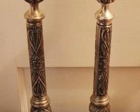 117 - Pair 14" silver plate candlesticks
