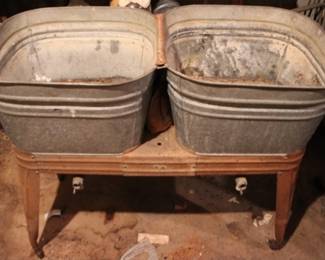 89 - Vintage double wash tub on stand, 48 x 24 x 12
