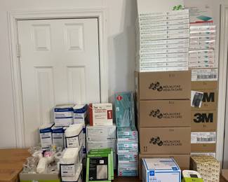 New and packages boxes of medical supplies