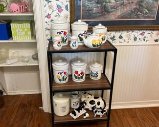 Vintage ceramic canister, set and serving pieces