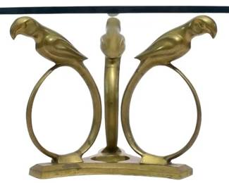 Stylized Deco Moderne Brass Parrot Table