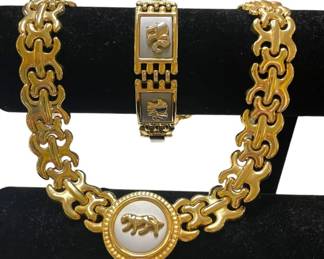 Faux Gold Matching Necklace Bracelet
