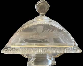Antique Riverside Glass Compote Dish Lid