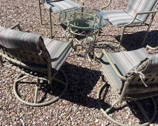 Four Fine Patio Chairs And Side Table 