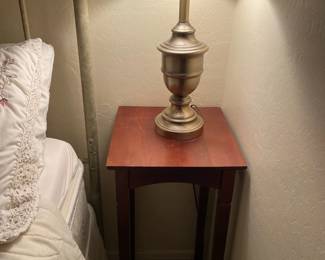 Vintage Small Half Moon Side Table And Table Lamp