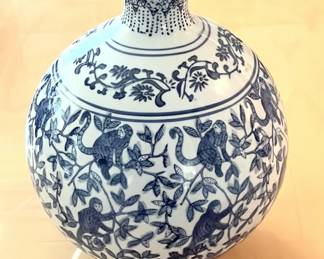 Blue / white ceramic vase – $25