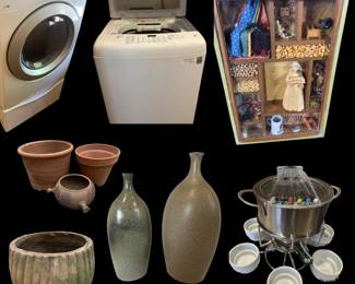 LG Washer & Dryer, Pots and Vases, vintage fondue set and more!