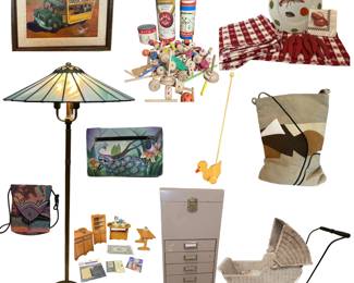 Doll furniture, vintage toys, art, lamps and much more!