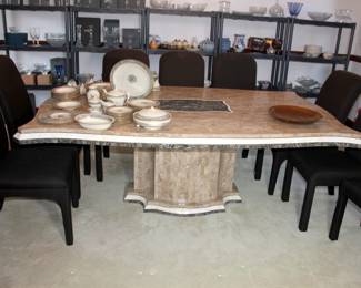 Contemporary Dining Table with 10 Chairs