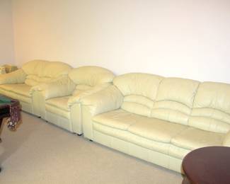 Leather Sofa with Matching Loveseat & Chair