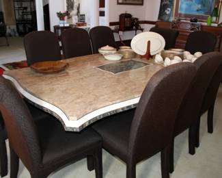 Contemporary Dining Table with 10 Chairs