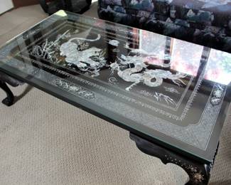 Korean Mother of Pearl Black Lacquer Coffee Table