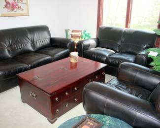 Leather Sofa with Matching Loveseat & Chair