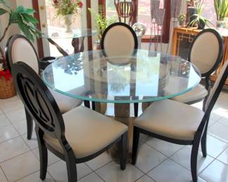 Glass Top Table with 5 Chairs