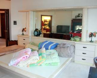 Massive King Size Bed Frame with Wall Unit Headboard