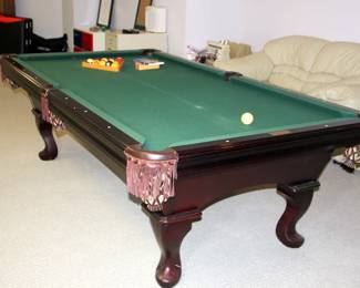 Vintage Olhausen Pool Table with Rack & Accessories