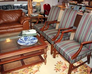 6 Side Chairs, Leather Sofa