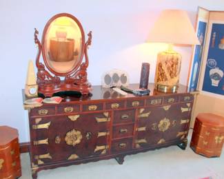 Korean Dresser, Mahogany Shaving Mirror