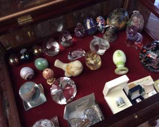 Fenton-Waterford-Murano-Thimble collection-art glass eggs