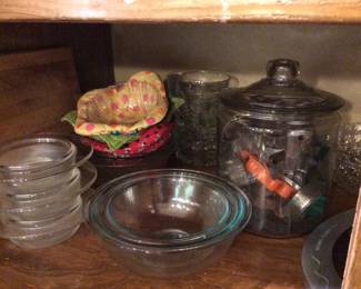 Vintage cookie cutters in the lidded glass canister