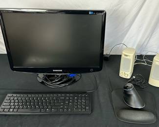 Samsung 22 Computer Monitor, Keyboard, Mouse, and Speaker Set