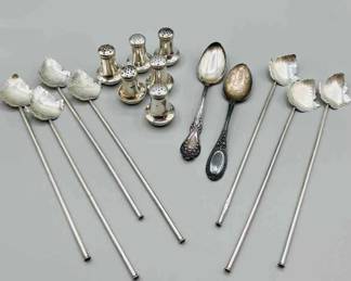 Sterling Silver Stir Sticks, Salt and Pepper Shakers and Spoons