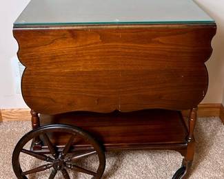  03 Paalman Furniture Company Antique Wood Serving Table On Wheels