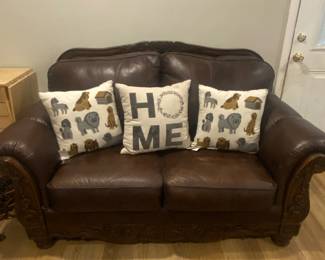 Faux leather love seat