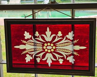 Cranberry Glass Panels-1 of pair