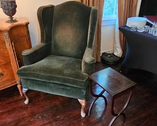 Green Velvet Wingback Chair