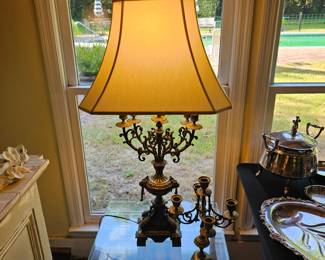 Brass Lamp and Candelabra