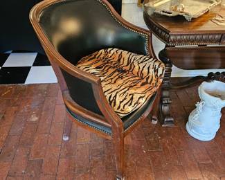 Black Leather Club Chair 1 of 2