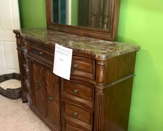 Dresser and mirror is part of a 4 piece bedroom set. - $750 for set.